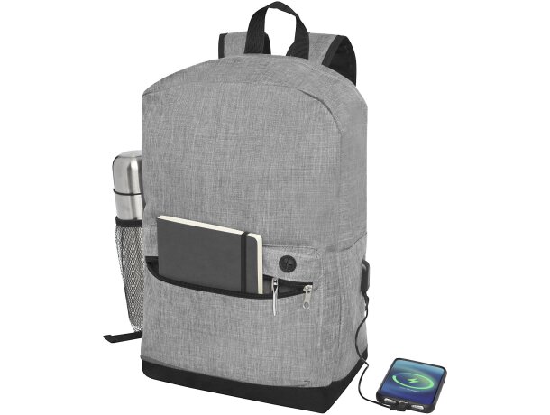 Mochila para ordenador 15,6 poliéster con salida USB Hoss Gris medio detalle 10