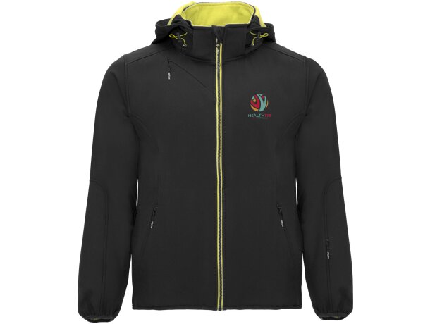 Chaqueta softshell Siberia Roly con capucha y forro micropolar Negro intenso detalle 1