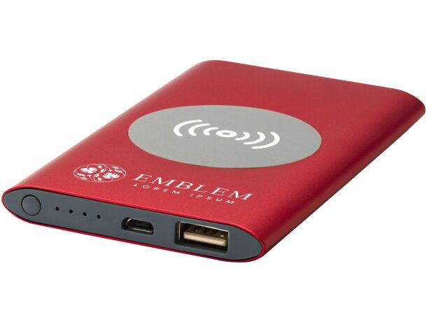 Batería externa inalámbrica Juice de 4000 mAh con aluminio Rojo detalle 1