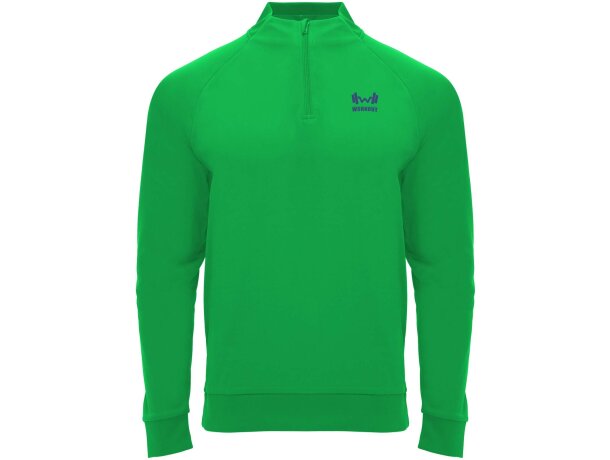 Sudadera infantil cremallera Epiro Roly con tejido cool fit Verde helecho detalle 13