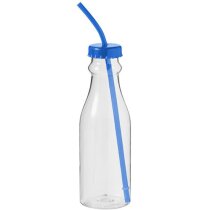 Botella con tapa de rosca y pajita personalizada azul medio