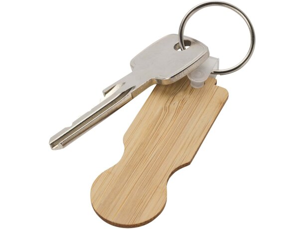 Llavero con moneda para carrito de bambú Ronan Natural detalle 4
