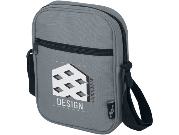 Bandolera reciclada certificada GRS Byron con cremallera Gris detalle 6