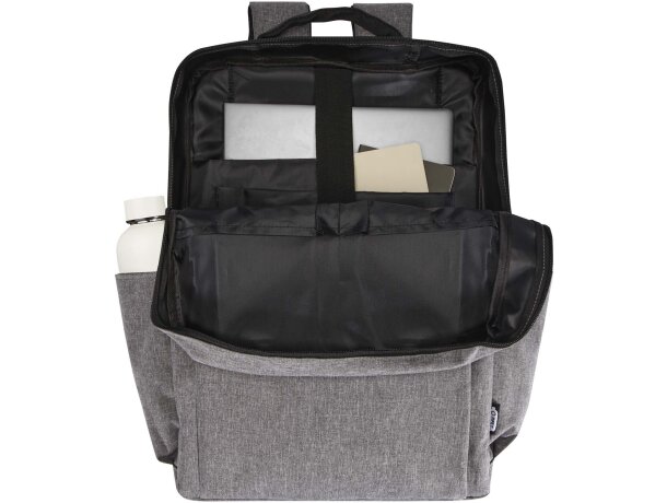 Mochila portátil 15 pulgadas Libra poliéster reciclado GRS Gris mezcla detalle 9