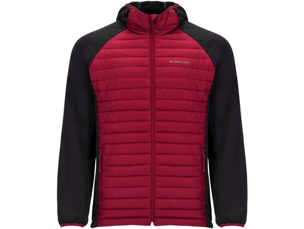 Chaqueta híbrida acolchada unisex Minsk de Roly con capucha Rojo/negro intenso detalle 14