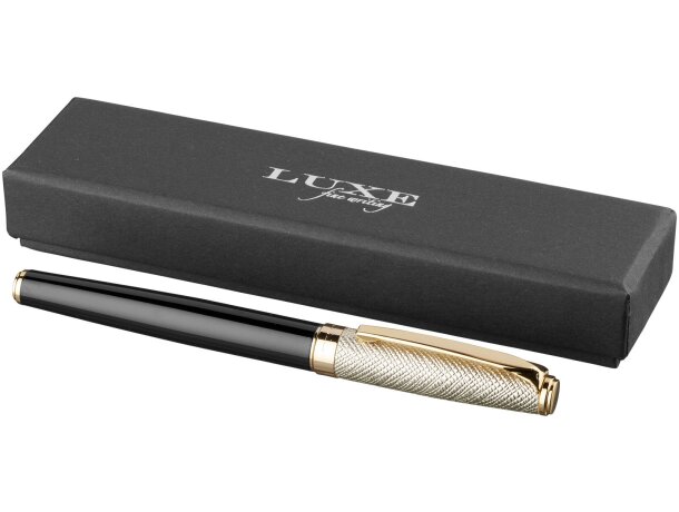 Rollerball Doré capuchón cuero dorado latón lacado 14 cm negro Negro intenso/dorado detalle 7