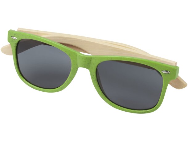 Gafas de sol de bambú Sun Ray Verde lima detalle 14