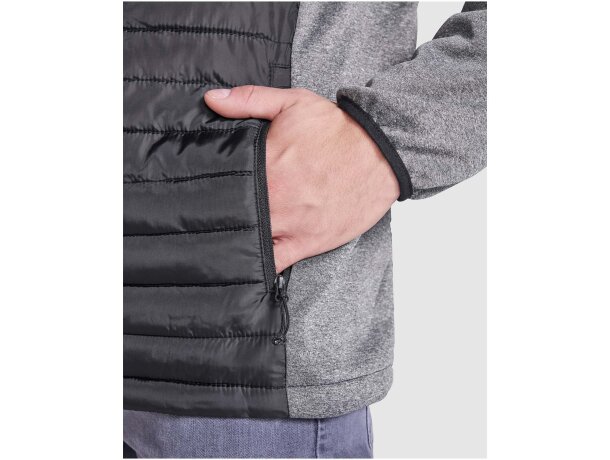 Chaqueta híbrida acolchada unisex Minsk de Roly con capucha Negro intenso/negro detalle 4