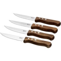 Set de cuchillos para carne 4 piezas en madera personalizado madera Set de cuchillos para carne 4 piezas en madera personalizado madera