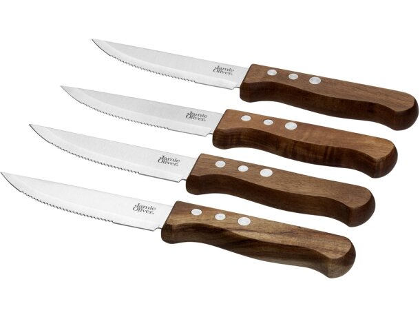 Set de cuchillos para carne 4 piezas en madera personalizado madera Set de cuchillos para carne 4 piezas en madera personalizado madera