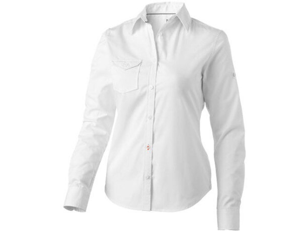 Camisa de mujer con bolsillo barata blanca Camisa de mujer con bolsillo barata blanca