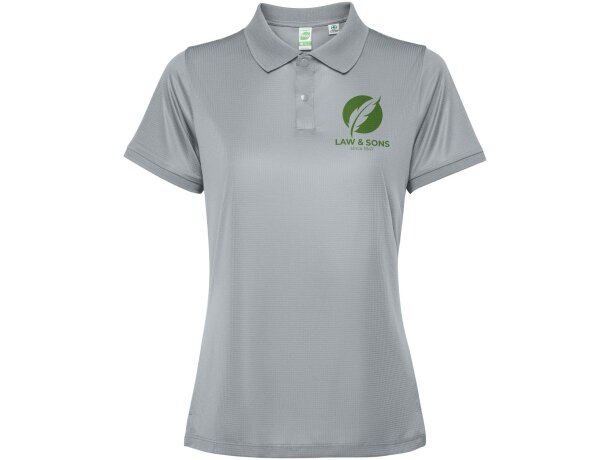 Polo manga corta mujer Tormo Roly poliéster reciclado entallado Gris detalle 5