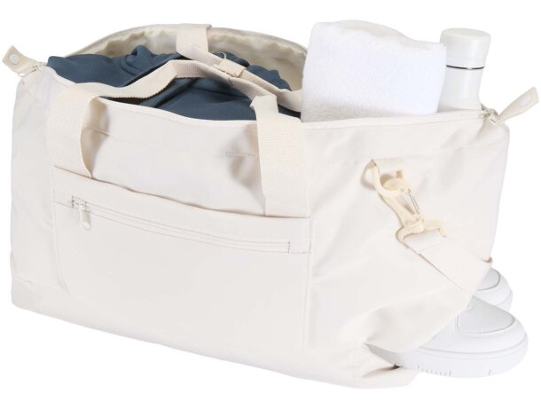 Bolsa de lona reciclada de viaje Trip Aware 42 litros Blanco roto detalle 13