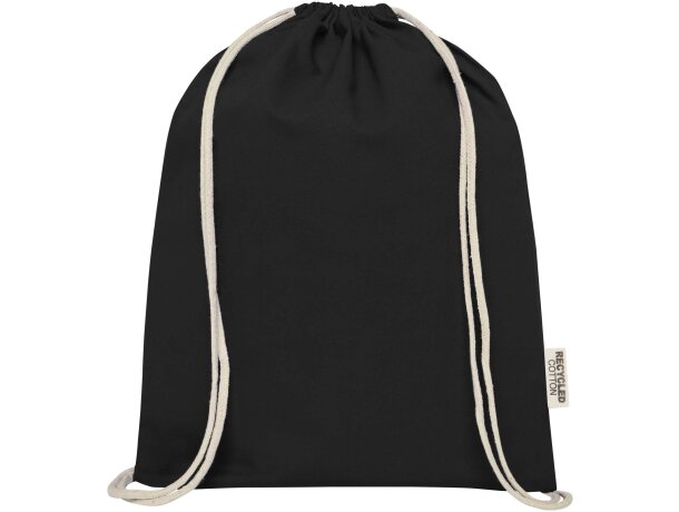 Bolsa con cordón Oregon de algodón reciclado certificado GRS Negro intenso detalle 6