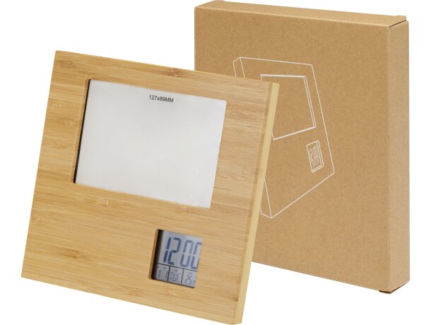 Marco de fotos bambú termómetro digital Sasa certificado FSC Natural detalle 5