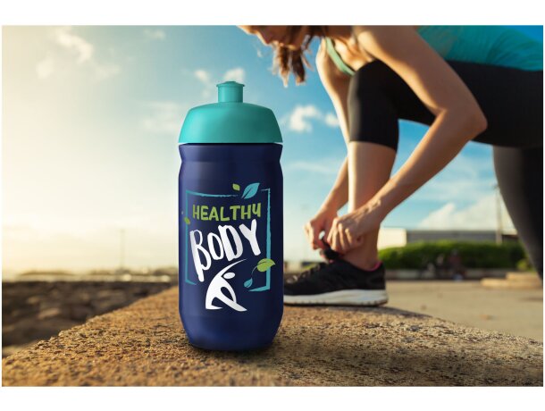 Bidón deportivo HydroFlex 500 ml flexible con tapa abatible Azul/blanco detalle 21