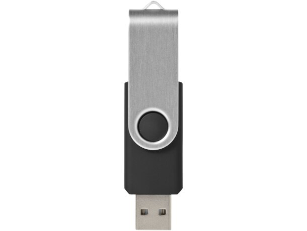 Memoria USB Rotate 2GB con protección giratoria de aluminio Negro intenso/plateado detalle 2