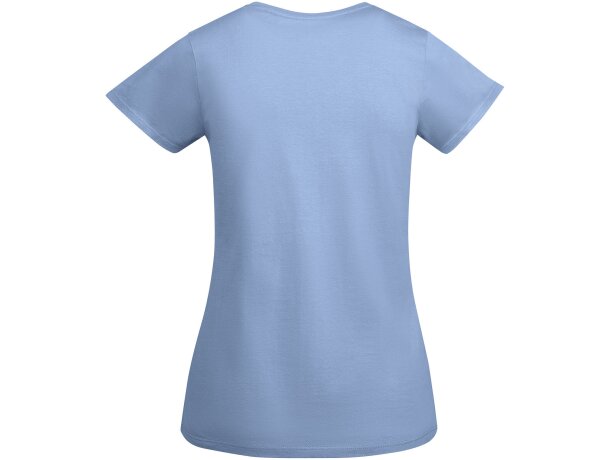Camiseta mujer algodón orgánico Breda de Roly Azul celeste detalle 14