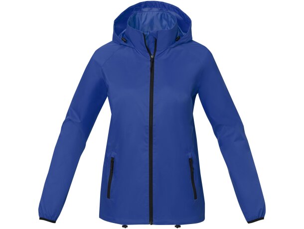 Chaqueta ligera impermeable mujer Dinlas con capucha enrollable Azul detalle 11