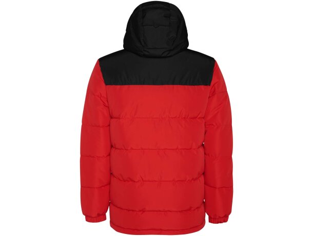 Chaqueta acolchada infantil Tallin Roly con capucha fija Rojo/negro intenso detalle 15