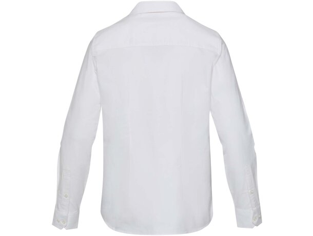 Camisa oxford mujer Sphene algodón BCI certificado Blanco detalle 7