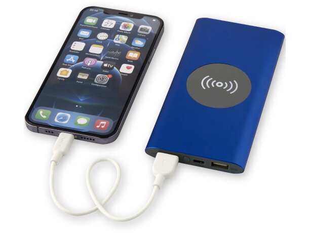 Batería externa inalámbrica Juice 8000 mAh aluminio reciclado Azul real detalle 19