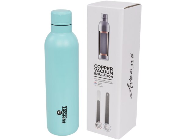 Botella termo con logo con tapa de rosca en acero inoxidable Thor Verde nenta detalle 44