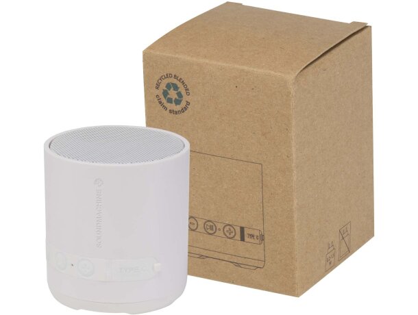 Altavoz inalámbrico Hunor de plástico reciclado con Bluetooth Blanco detalle 8