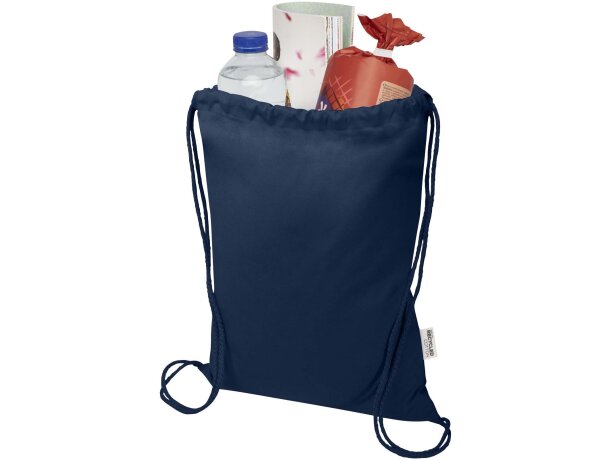 Bolsa con cuerdas Peru Blend de algodón reciclado GRS 5L Azul marino detalle 18
