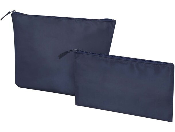 Set de neceseres de poliéster reciclado Swift con certificado GRS Azul marino detalle 9