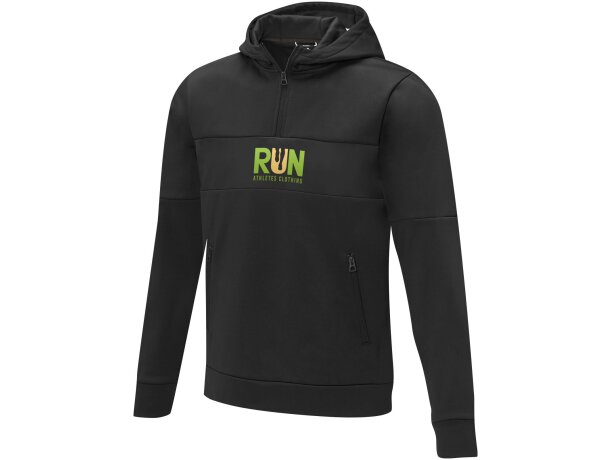Jersey anorak con capucha y media cremallera hombre Sayan Negro intenso detalle 16