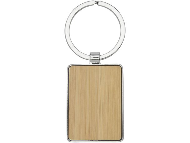 Llavero rectangular de bambú Neta con acabado mate natural Natural detalle 2