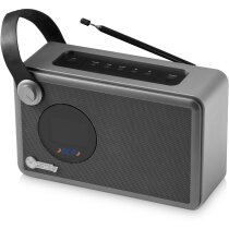 Radio despertador con altavoz bluetooth personalizada plata Radio despertador con altavoz bluetooth personalizada plata