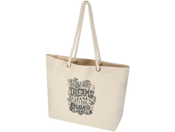 Bolsa tote de playa algodón reciclado certificado GRS Florida Natural/natural detalle 1