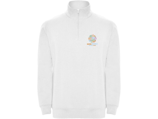 Sudadera con media cremallera Aneto de Roly Blanco detalle 1