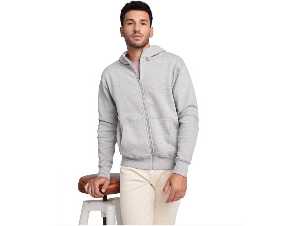 Sudadera con capucha y cremallera Montblanc Roly unisex Azul real detalle 10