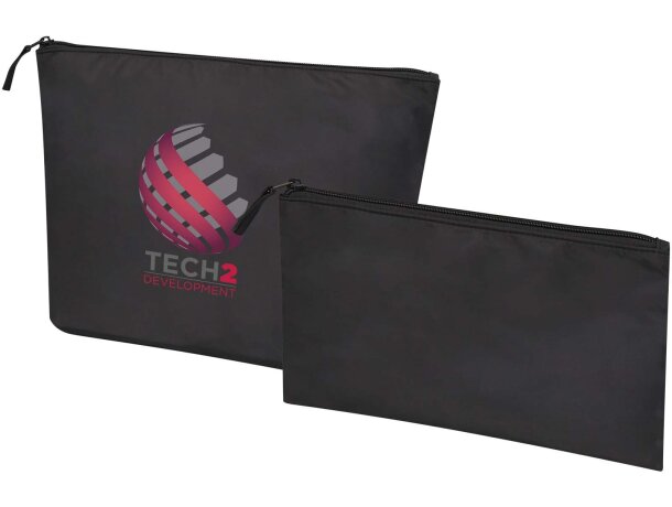 Set de neceseres de poliéster reciclado Swift con certificado GRS Negro intenso detalle 1