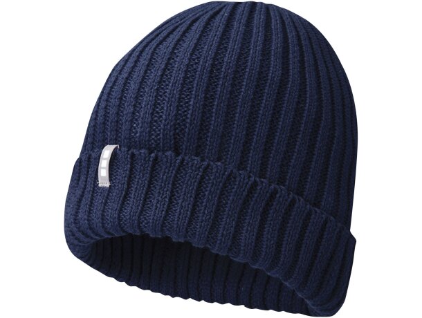 Gorro publicitario Ives algodón orgánico acanalado unisex Negro intenso detalle 15