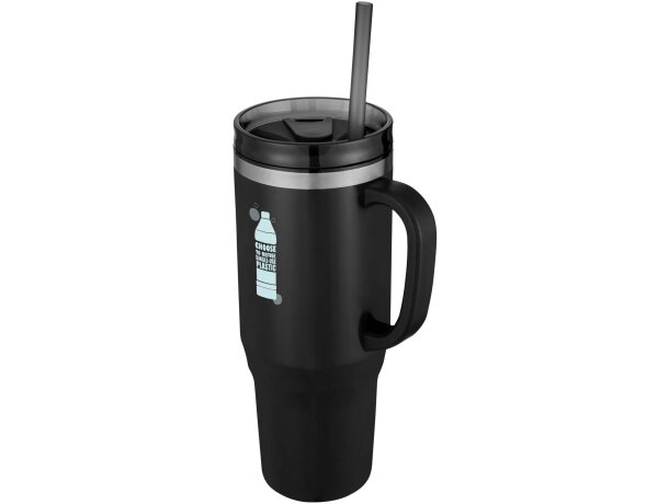 Vaso térmico con pajita Melbourne 1200ml acero reciclado Negro intenso detalle 19