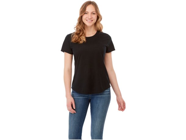 Camiseta de manga corta de material reciclado GRS para mujer Jade Negro intenso detalle 35