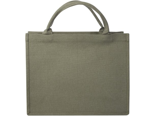 Bolsa tote cuadrada Page algodón y poliéster reciclado 500g Verde detalle 8