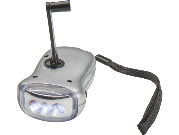 Linterna solar Viv con recarga manual y panel fotovoltaico Plateado detalle 4