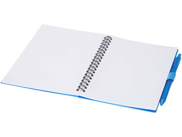 Juego libreta tapa blanda y bolígrafo reciclado Niove Azul detalle 4
