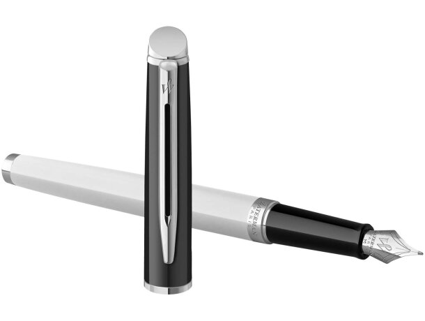 Estilográfica Waterman Hemisphere bloques de color y ribete Blanco/negro intenso detalle 2