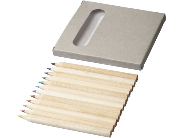 Set 12 lápices colores Tallin con logo en caja cartón compacta Gris claro detalle 3