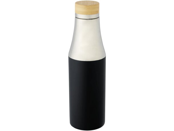 Botella de acero inoxidable con aislamiento al vacío de cobre de 540 ml con tapa de bambú Hulan Negro intenso detalle 31