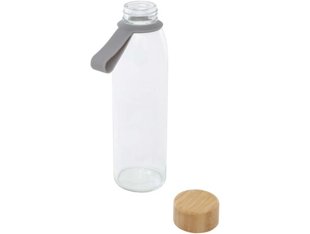 Botella de cristal Porto 500 ml con tapa de bambú Gris detalle 11