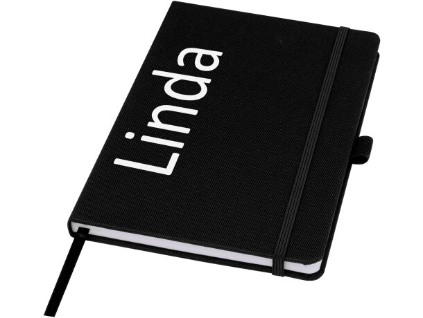 Libretas ecológicas tamaño A5 con tapa de RPET y 80 hojas recicladas Honua Negro intenso detalle 19