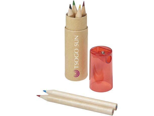 Cajita cilíndrica de cartón con lápices de colores barato