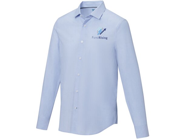 Camisa orgánica manga larga hombre Cuprite popelín algodón Azul claro detalle 1